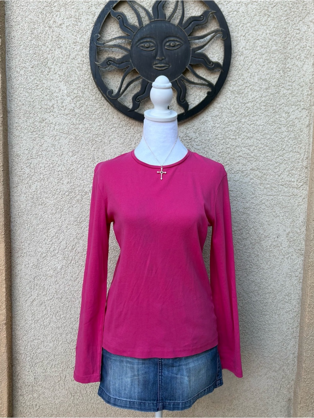 Jones New York Pink Long Sleeve Top Basics Everyday Fall Winter